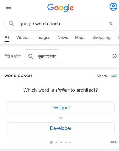 Google word coach